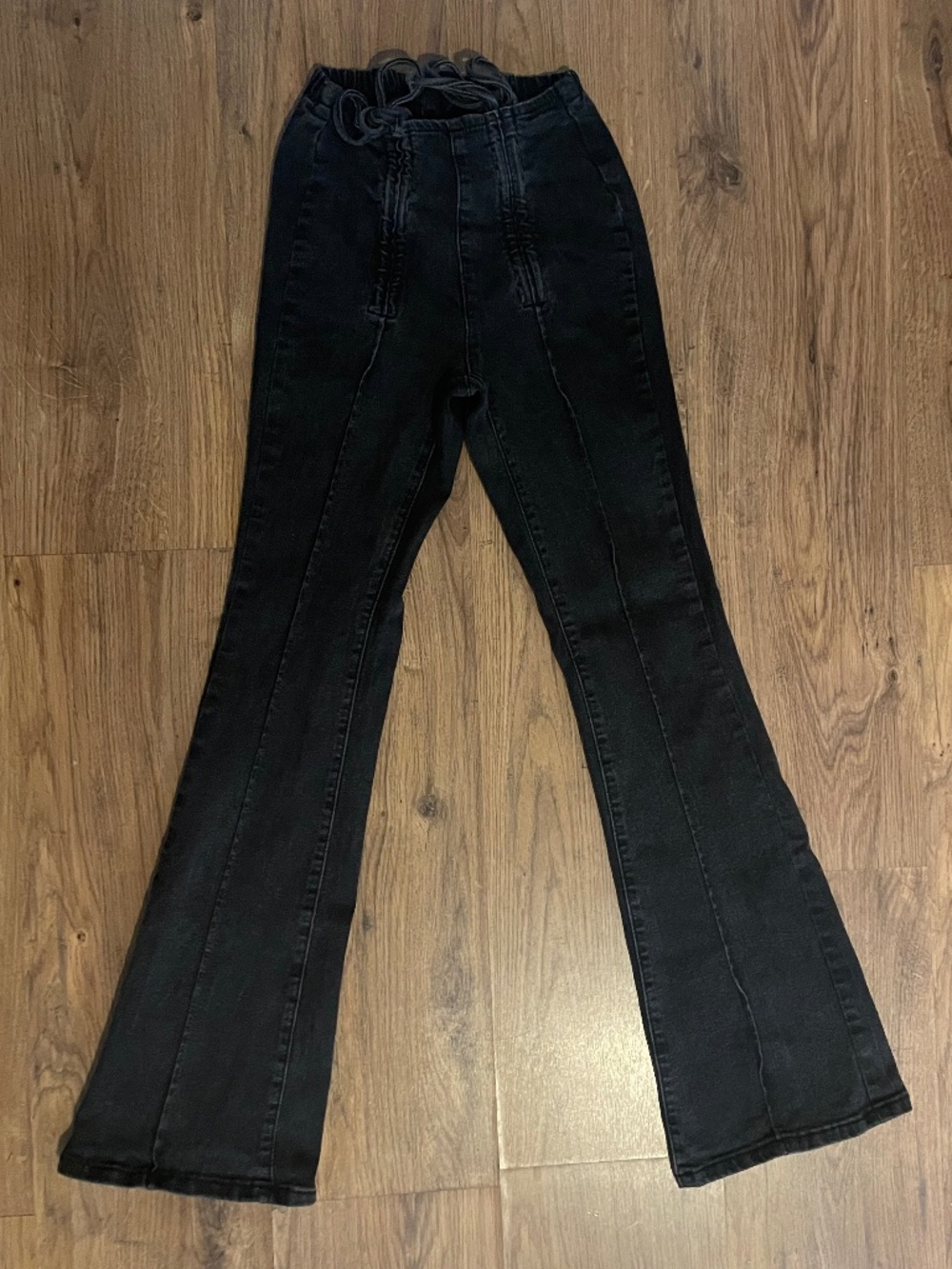 SHEIN Women’s Drawstring Waist Tie Flare Jeans Size Petite XXS